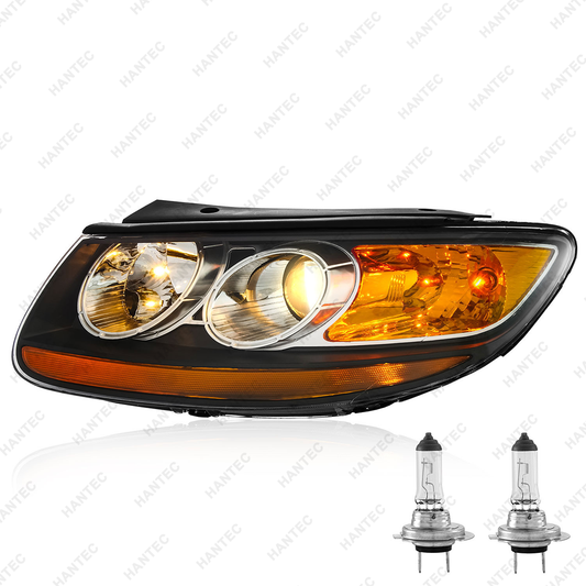 Halogen Headlight Assembly Compatible with 2007-2012 Hyundai Santa Fe SE/Limited/GLS, Driver Side