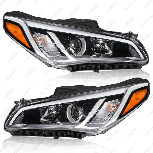 Halogen Headlight Assembly with Parking Lamp Compatible with 2015-2017 Hyundai Sonata SE/Sport/Limited/ECO, Driver & Passenger Side