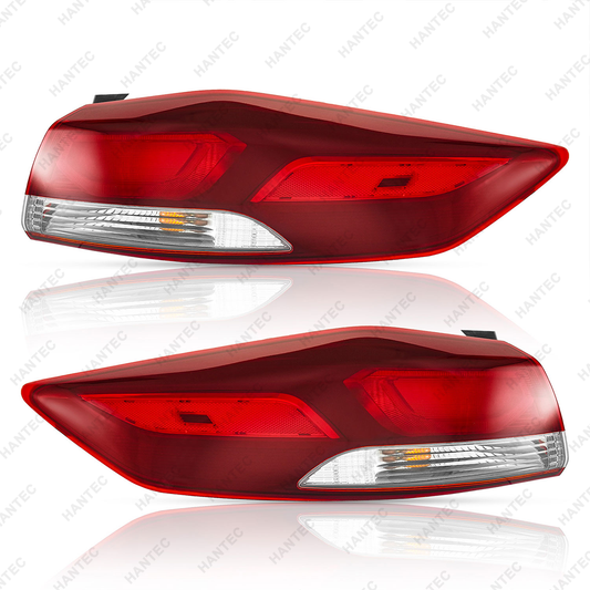 Outer Tail Light Assembly Halogen Bulb with LED Side Marker Lamp, Compatible with 2017 2018 Hyundai Elantra, Driver & Passenger Side