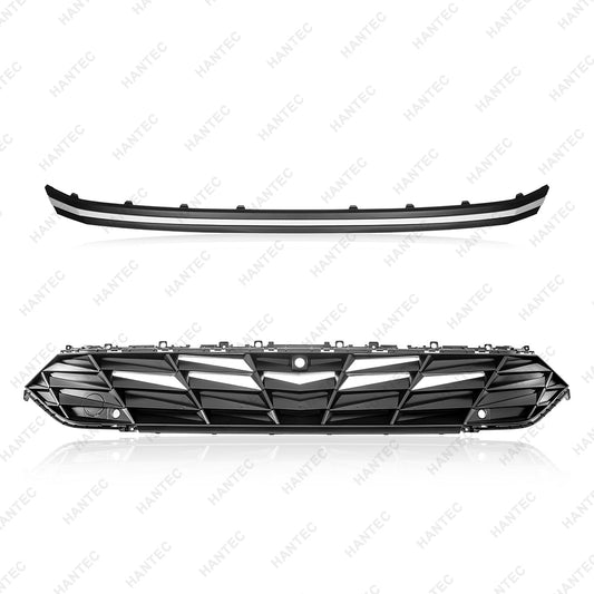 Front Upper Grille Set with Molding Compatible with 2024 2025 Hyundai Elantra Limited, With Sensor Hole & Camera Hole