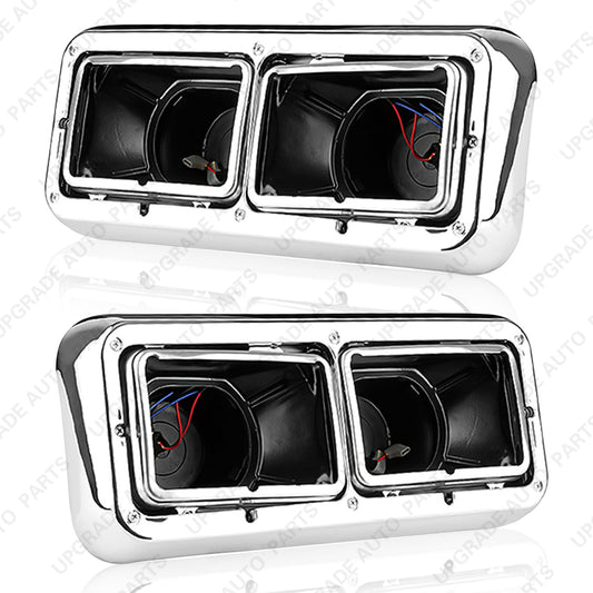 Headlight Housing Base with Chrome Dual Headlight Bezel Compatible with Kenworth T400