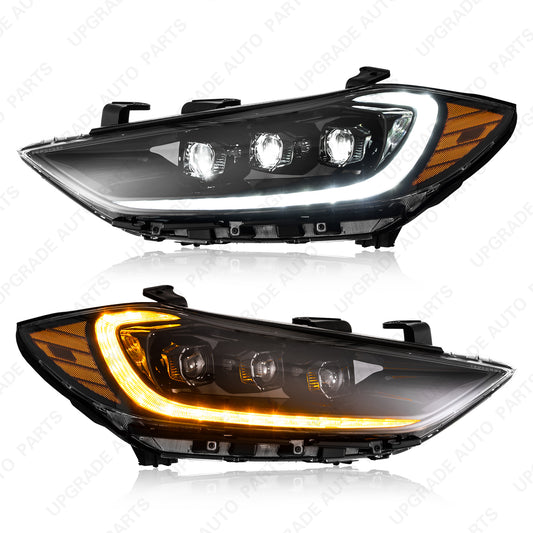 UPGRADE Auto Parts LED Custom Headlights with DRL Compatible with 2017 2018 Hyundai Elantra, Driver & Passenger Side