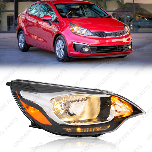 UPGRADE Auto Parts Halogen Headlight Assembly Compatible with 2012-2017 Kia Rio Sedan, Passenger Side