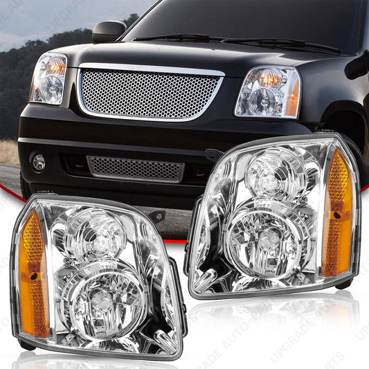 Halogen Headlight Compatible with 2007-2014 GMC Yukon & Yukon XL, Driver & Passenger Side