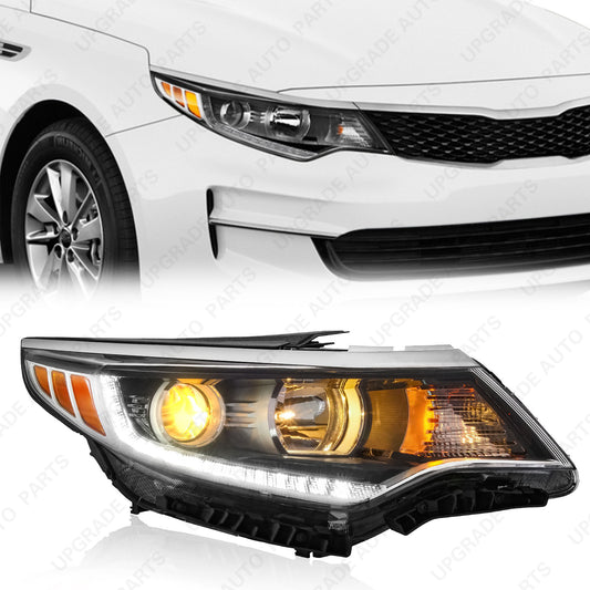 Headlight Assembly with LED DRL Compatible with 2016-2018 Kia Optima, Passenger Side