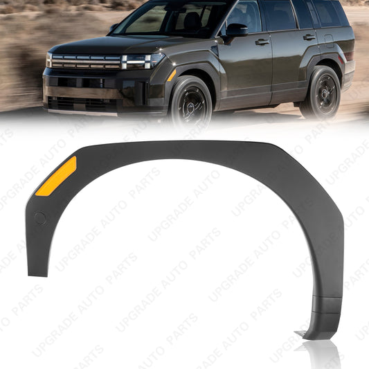 Front Wheel Arch Fender Flare Trim Matte Black W/O Sensor Hole Compatible with 2024 2025 Hyundai Santa Fe, Driver Side