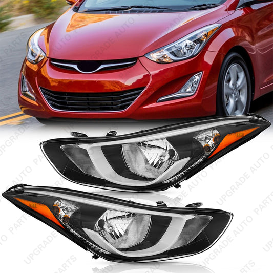 UPGRADE Auto Parts Halogen Headlight Assembly Compatible with 2014-2016 Hyundai Elantra SE/Value Edition, Driver & Passenger Side