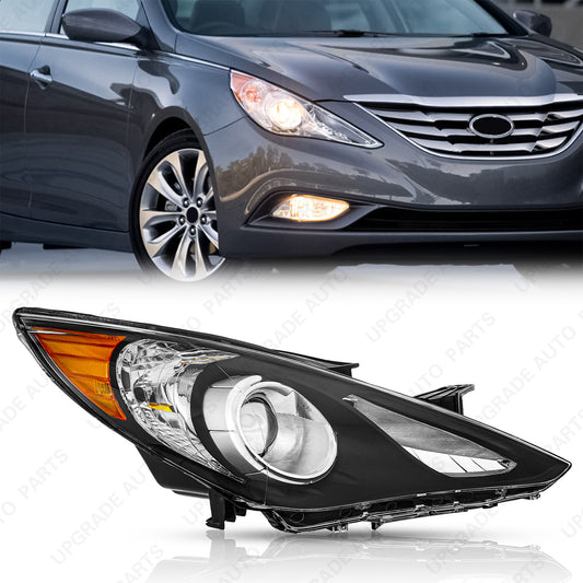 Headlight Assembly Compatible with 2011-2014 Hyundai Sonata, Passenger Side, Black