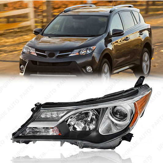 UPGRADE Auto Parts Halogen Headlight Assembly Compatible with 2013-2015 Toyota RAV-4, Driver Side