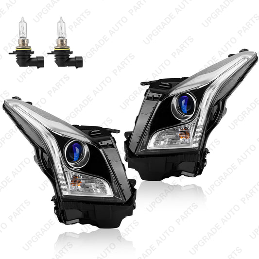 Halogen Headlight Without DRL Compatible with 2013-2019 Cadillac ATS, Driver & Passenger Side