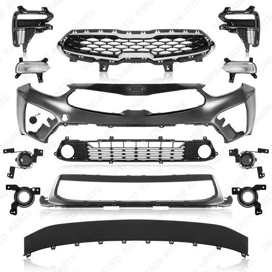 14PCS Front Bumper Grille Set Compatible with 2019 2020 2021 Kia Forte
