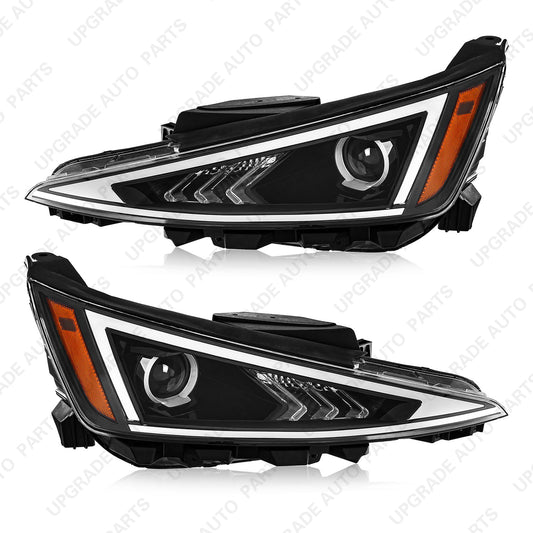 Halogen Headlight Assembly Compatible with 2019 2020 Hyundai Elantra W/O DRL, Driver & Passenger Side