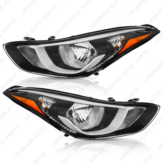 Halogen Headlight Assembly Compatible with 2014-2016 Hyundai Elantra SE/Value Edition, Driver & Passenger Side