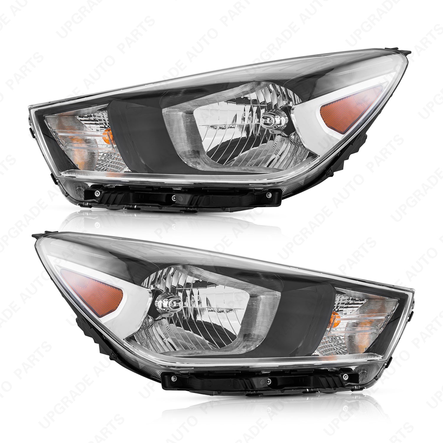 UPGRADE Auto Parts Halogen Headlight Assembly with Bulbs Compatible with 2018-2023 Kia Rio Sedan, Driver & Passenger Side