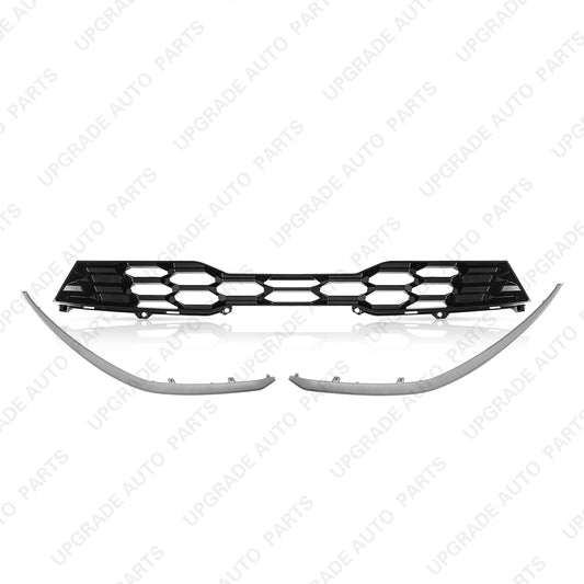 Front Grille with 2PCS Molding Trim Compatible with 2022-2024 Kia Forte