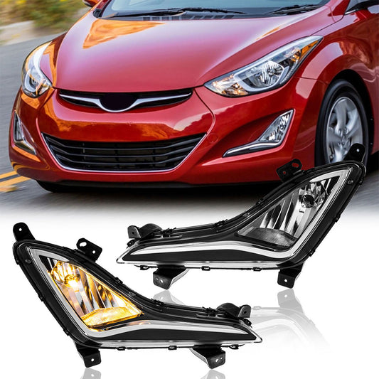 HANTEC Compatible with 14-16 Hyundai Elantra Halogen Fog Lamp Without DRL With Bulbs