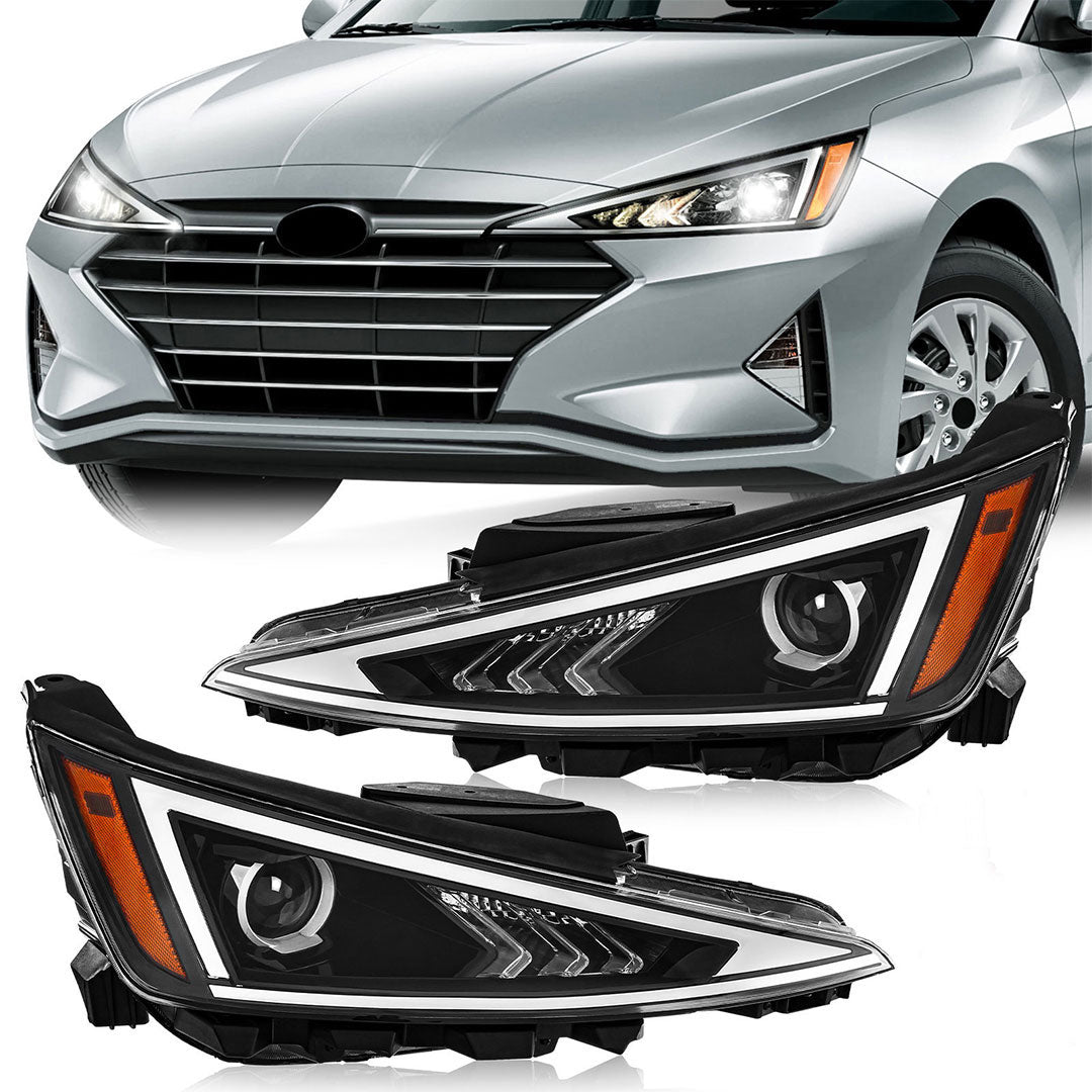 HANTEC Compatible with 19-20 Hyundai Elantra Halogen Headlight Without DRL With Bulbs