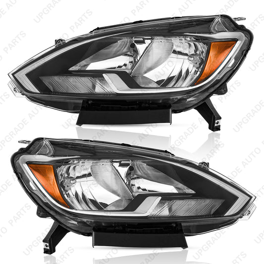 Halogen Headlight Assembly Compatible with 2016-2019 Nissan Sentra, Driver & Passenger Side