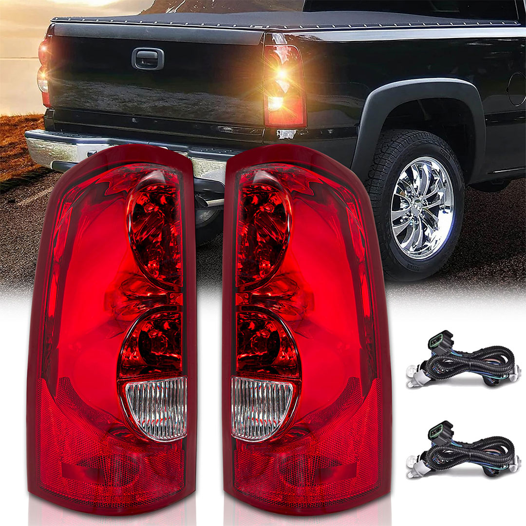 HANTEC Compatible with 03-06 Chevrolet Silverado Halogen Outer Tail Light With Bulbs