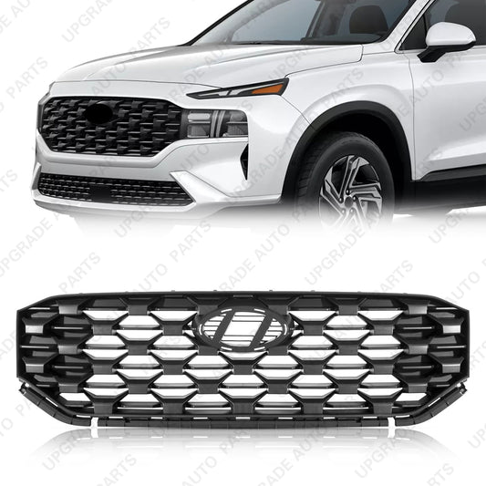 Front Grille Compatible with 2021-2023 Hyundai Santa Fe Calligraphy/Hybrid/Limited/SEL/XRT, Black