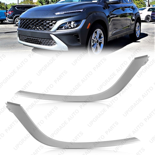 Gray Headlight Trim Molding Compatible with 2022 2023 Hyundai Kona, Driver & Passenger Side