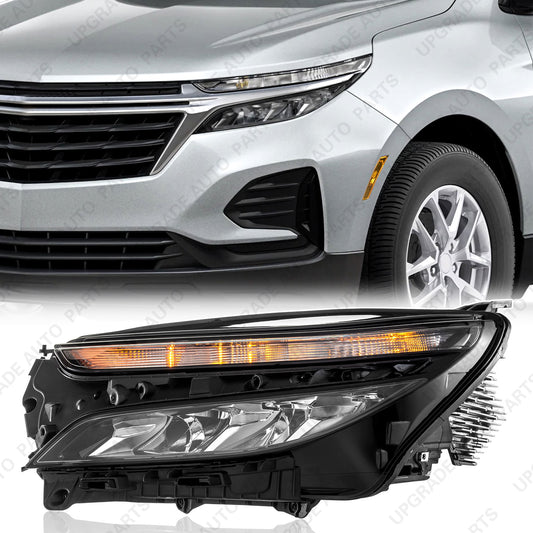 LED Headlight Assembly Compatible with 2022-2024 Chevrolet Equinox LS with Halogen Signal, Driver Side