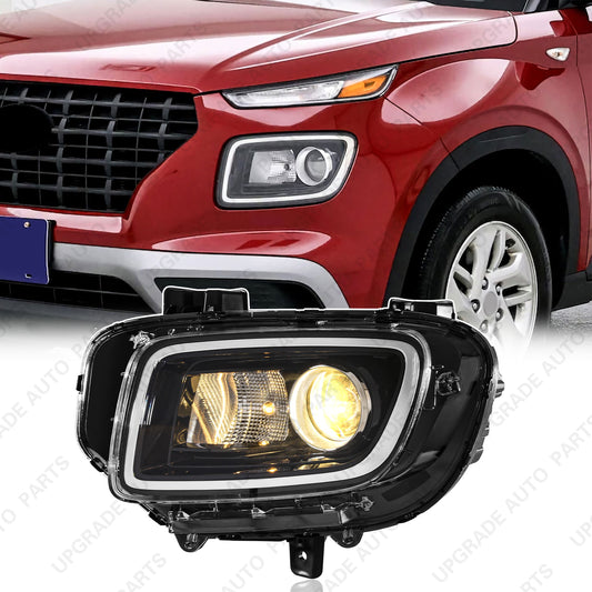 Halogen Headlight Assembly without LED DRL Compatible with 2020-2025 Hyundai Venue SE, Driver Side