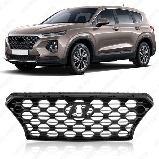 Black Front Grille Compatible with 2019 2020 Hyundai Santa Fe