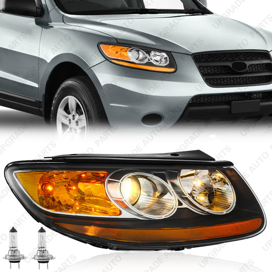 Halogen Headlight Assembly Compatible with 2007-2012 Hyundai Santa Fe SE/Limited/GLS, Passenger Side