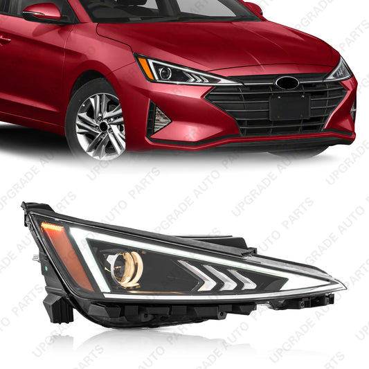 Halogen Headlight Assembly With LED DRL Compatible with 2019 2020 Hyundai Elantra, Passenger Side