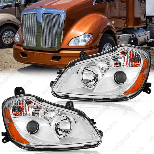 Halogen Headlight Compatible with 2013-2021 Kenworth T680, Driver & Passenger Side