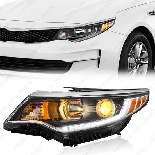 Headlight Assembly with LED DRL Compatible with 2016-2018 Kia Optima, Driver Side