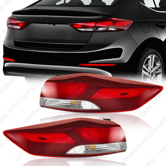 Outer Tail Light Assembly Halogen Bulb with LED Side Marker Lamp, Compatible with 2017 2018 Hyundai Elantra, Driver & Passenger Side