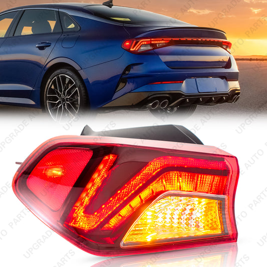 LED Tail Light Assembly with Halogen Turn Signal Compatible with 2021-2024 Kia K5 EX/GT/GT-Line, Driver Side