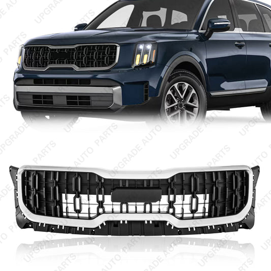 Grille Without Camera Hole Compatible with 2023 2024 Kia Telluride, Matte Black