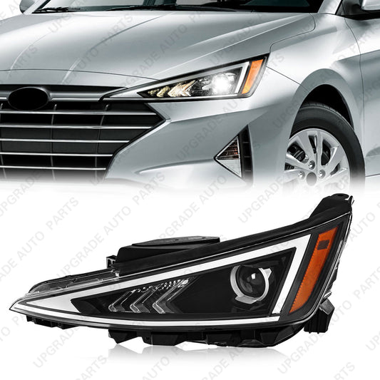 Halogen Headlight Assembly Compatible with 2019 2020 Hyundai Elantra W/O DRL, Driver Side