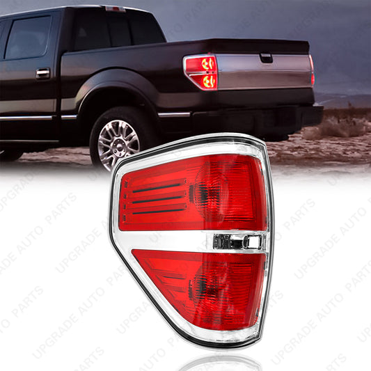 Halogen Outer Tail Light Compatible with 2009-2014 Ford F150 Chrome, Driver Side