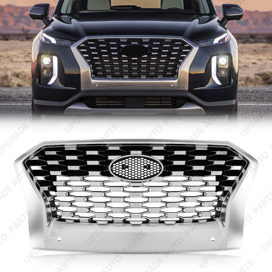 Front Grille With Sensor Hole Compatible with 2020-2022 Hyundai Palisade Without Camera Hole