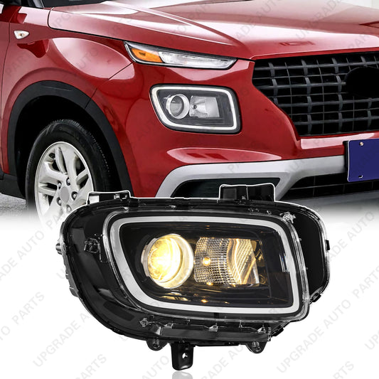 Halogen Headlight Assembly without LED DRL Compatible with 2020-2025 Hyundai Venue SE, Passenger Side