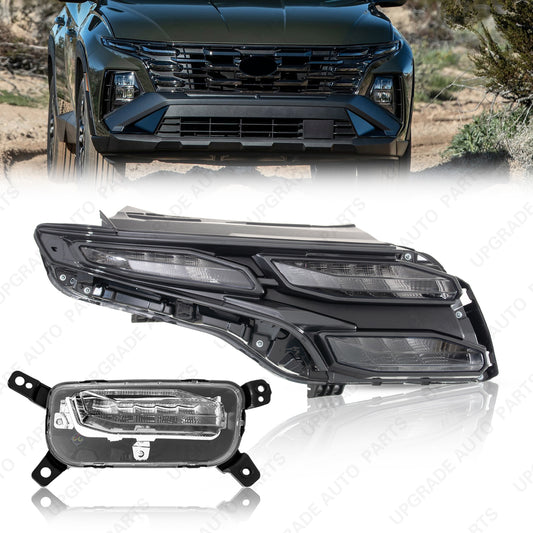 LED Main & Auxiliary Daytime Running Lamp Clear Lens Compatible with 2025 2026 Hyundai Tucson, Passenger Side