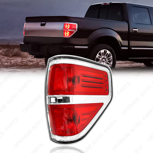 Halogen Outer Tail Light Compatible with 2009-2014 Ford F150 Chrome, Passenger Side
