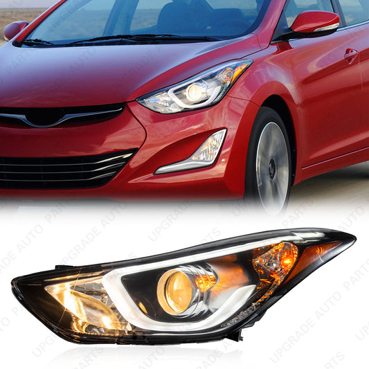 Halogen Headlight Assembly with LED DRL Compatible with 2014-2016 Hyundai Elantra Sport/Limited, Driver Side