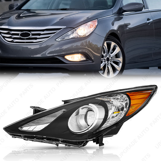 Headlight Assembly Compatible with 2011-2014 Hyundai Sonata, Driver Side, Black