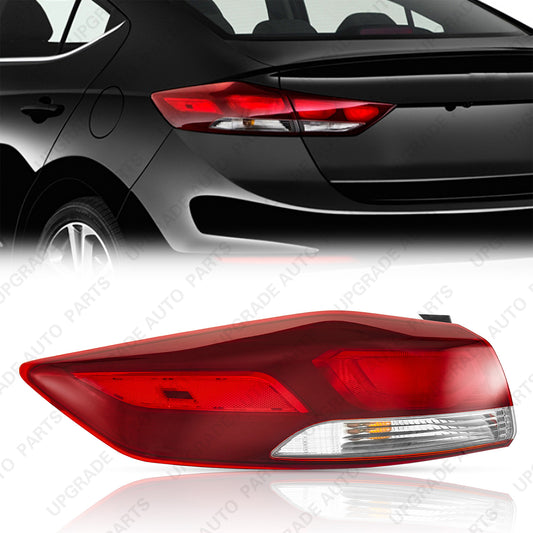 Outer Tail Light Assembly Halogen Bulb with LED Side Marker Lamp, Compatible with 2017 2018 Hyundai Elantra, Driver Side